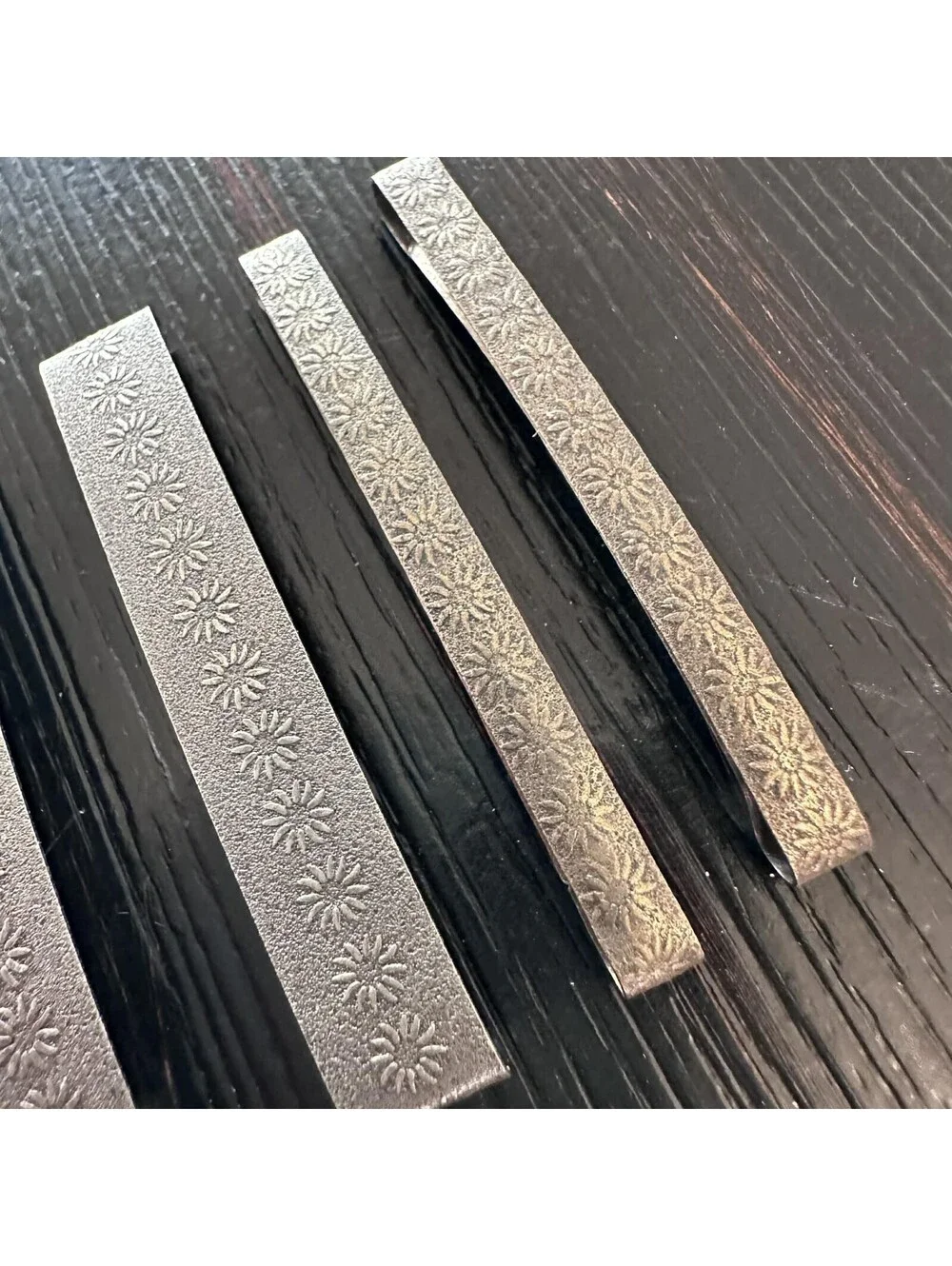 Vintage Silver Tone Floral Barrette Set Of 4 Embossed Metal Hair Accessories VGC
